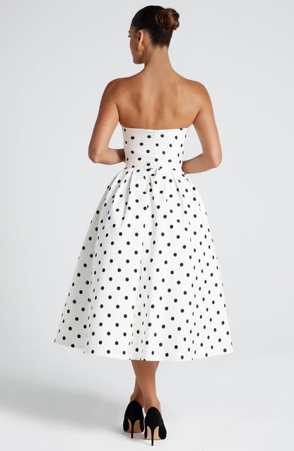 Lila Black Polka Dot Midi Summer Dress