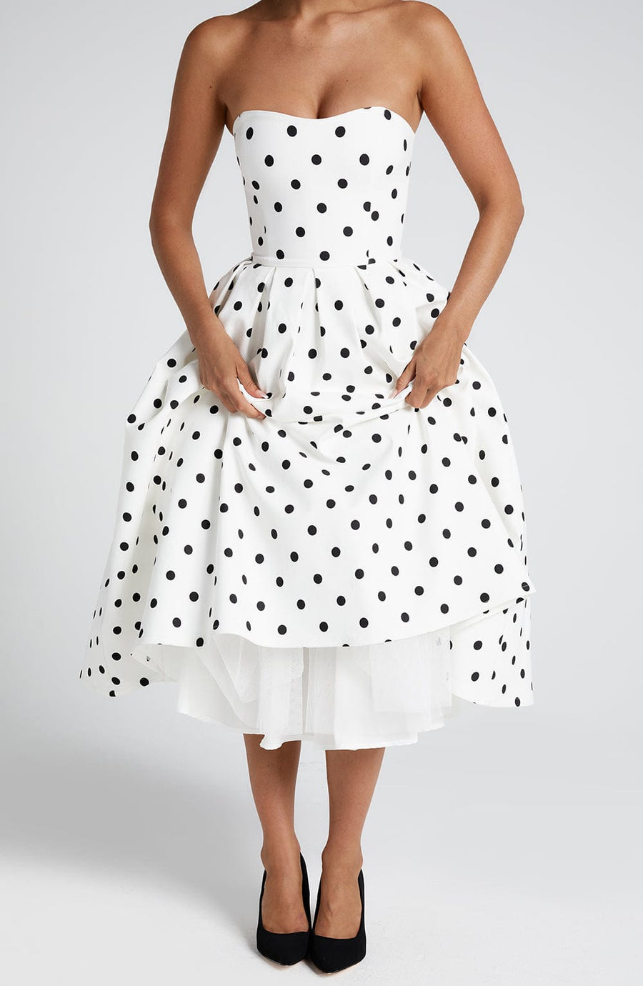 Lila Black Polka Dot Midi Summer Dress