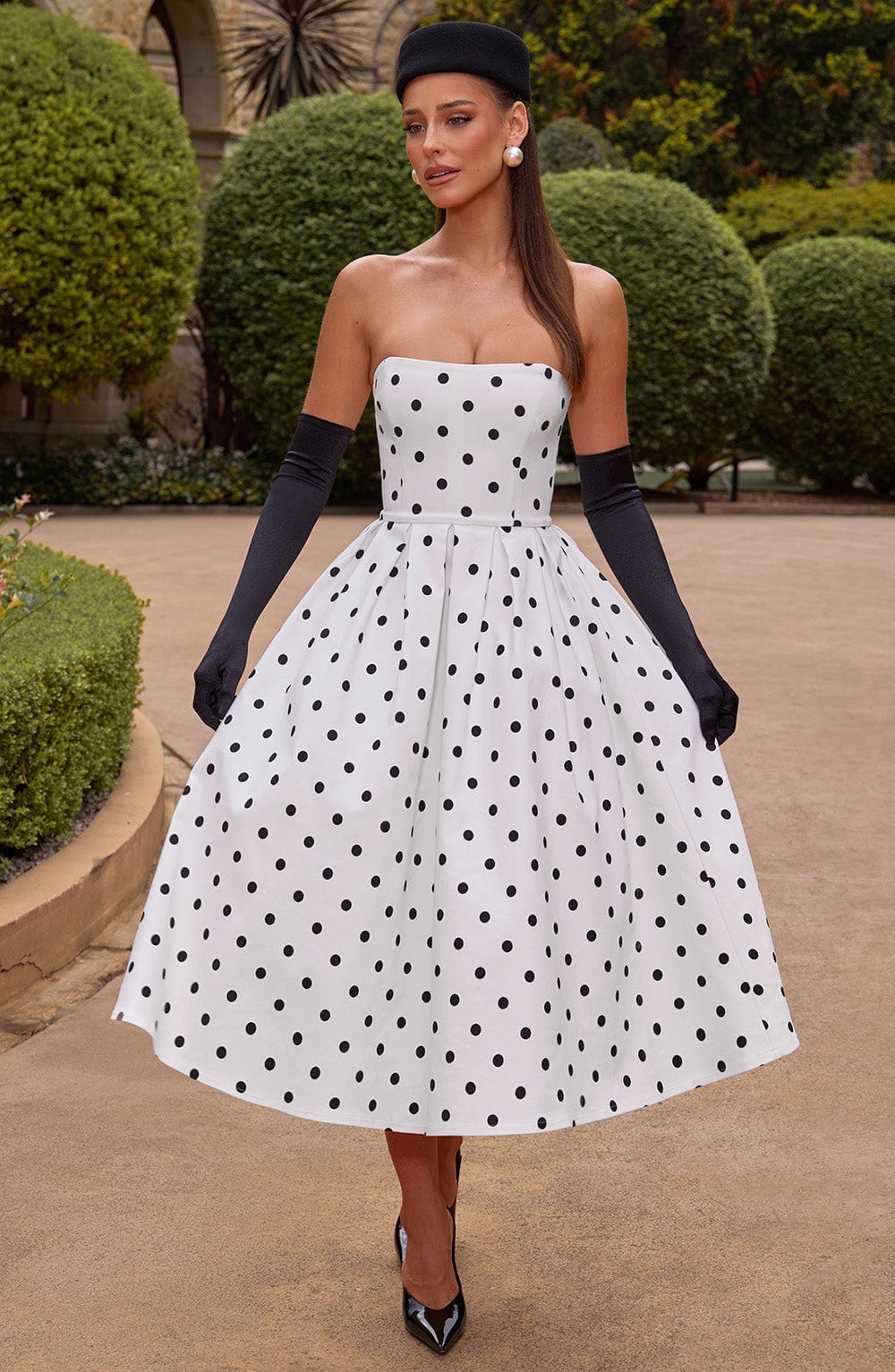 Lila Black Polka Dot Midi Summer Dress