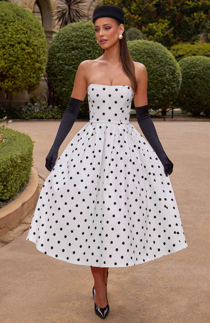 Lila Black Polka Dot Midi Summer Dress