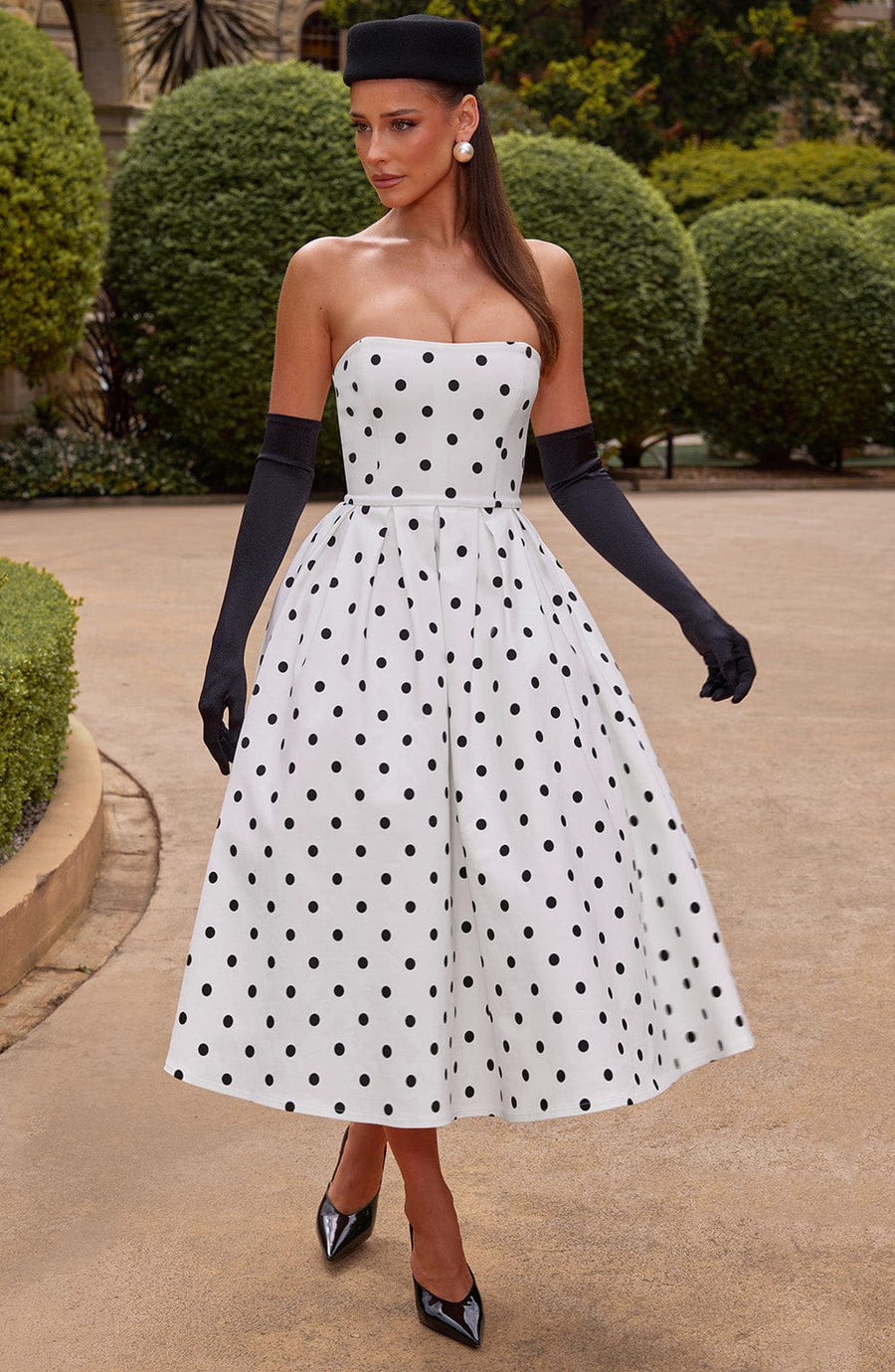 Sophie Black Polka Dot Midi Sundress