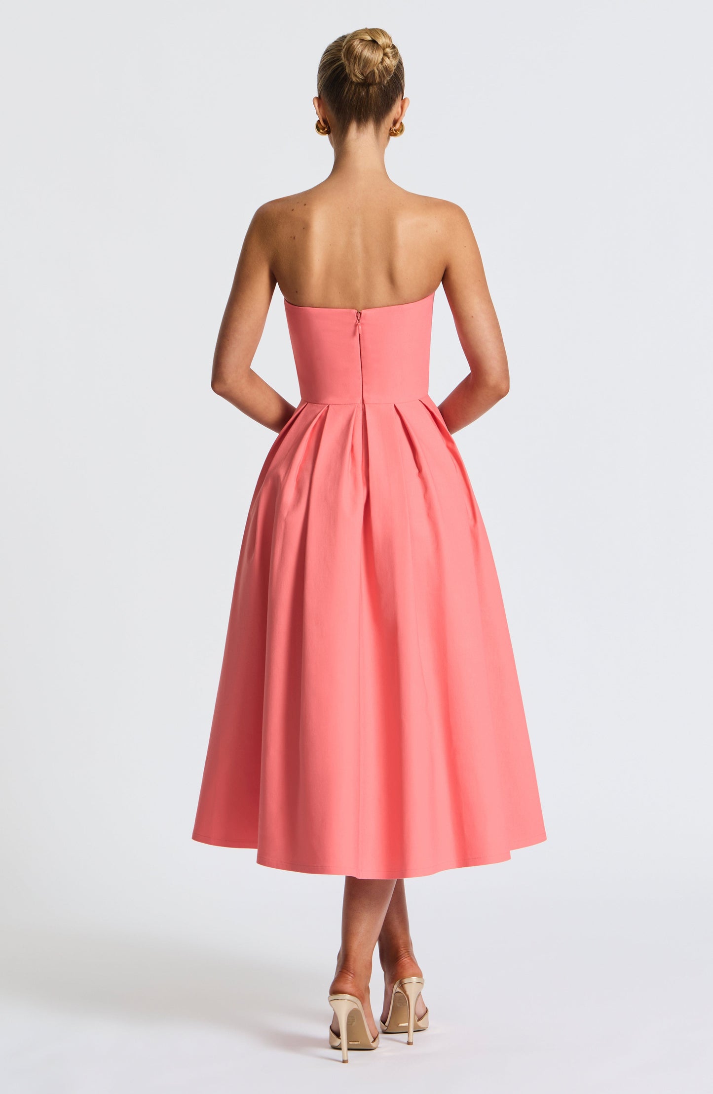 Lila Coral Pink Midi Summer Dress