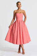 Lila Coral Pink Midi Summer Dress