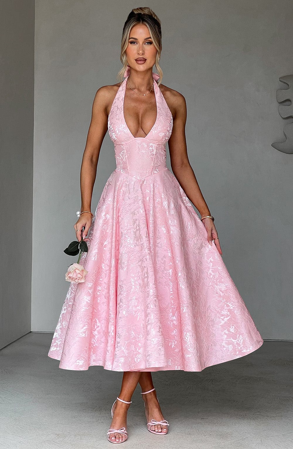 Effie Blush Midi Dress in XS - side view