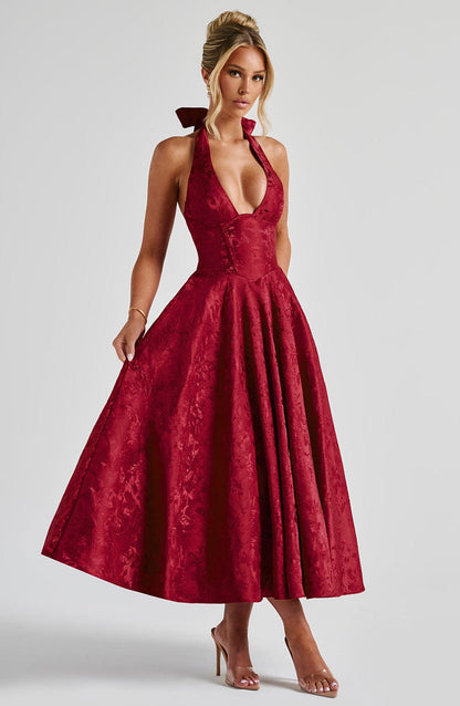 Sophia Red Midi Sundress - Perfect for Summer Days
