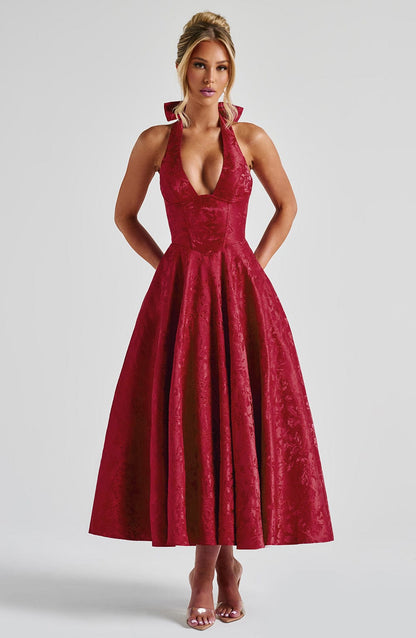 Sophia Red Midi Sundress - Perfect for Summer Days