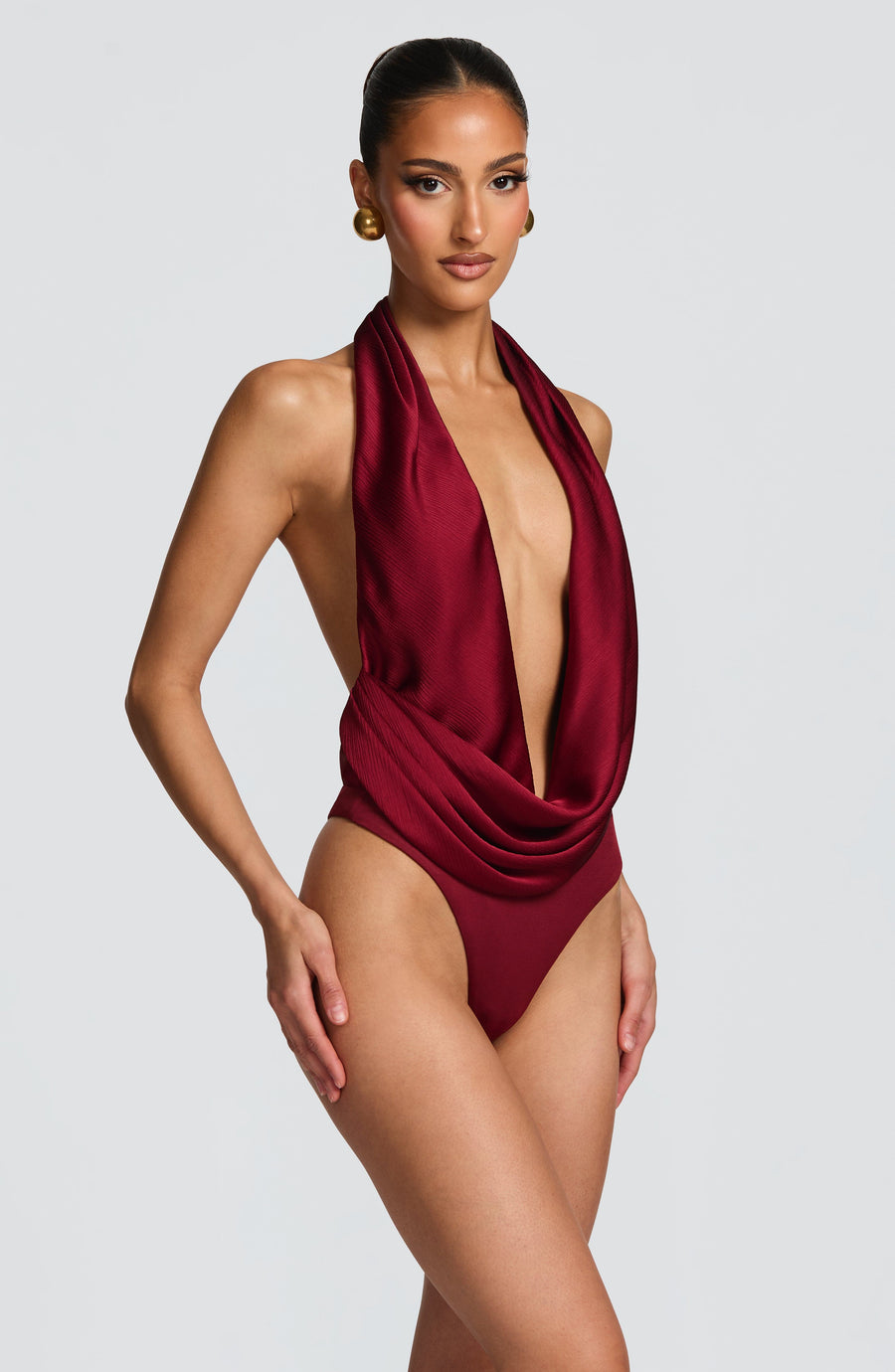 Sophia Burgundy Bodysuit for Summer Fashion