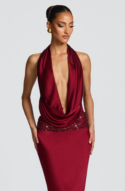 Sophia Burgundy Bodysuit for Summer Fashion