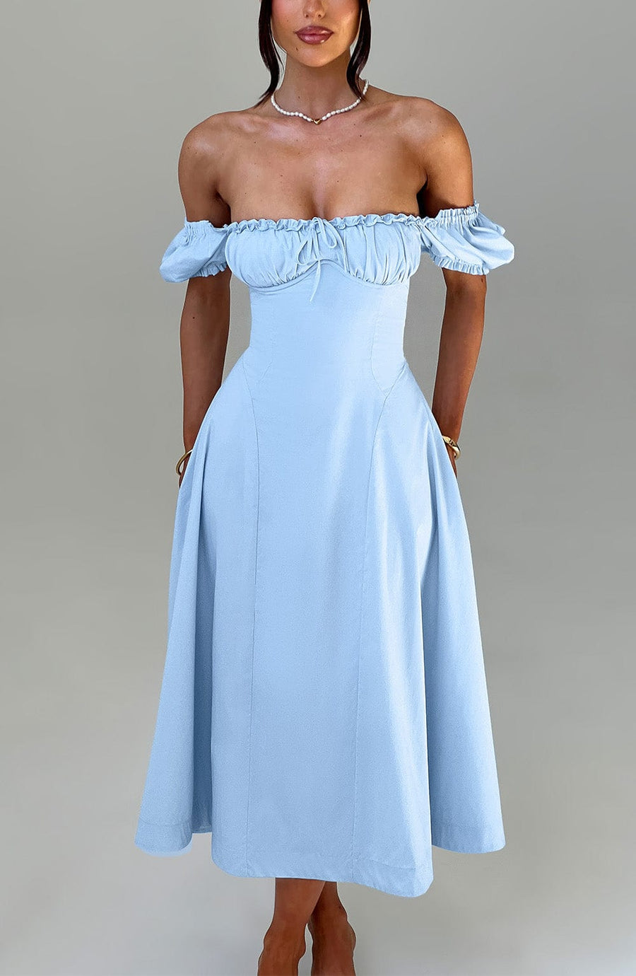 Sophia Blue Midi Sundress for Women