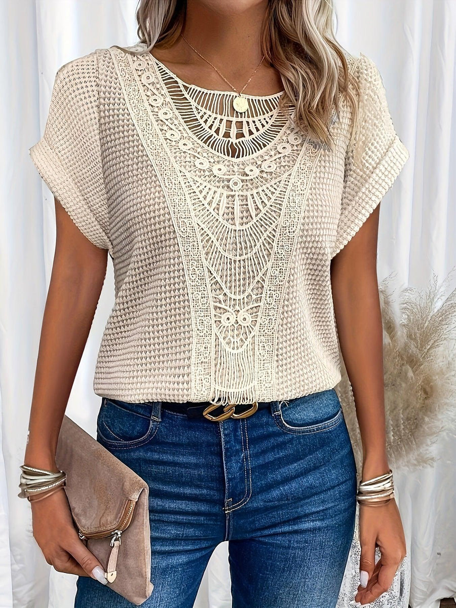 Luvrefashion | Rachel Exquisitely Crafted Knit Top in Navy Blue - front view