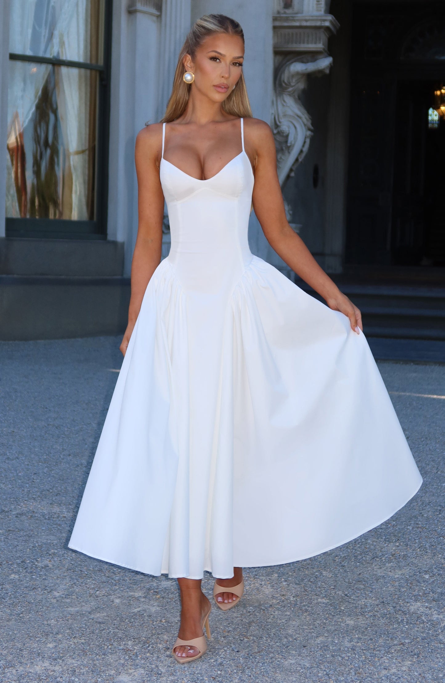 Ivory Emerson Midi Dress in XS - side view