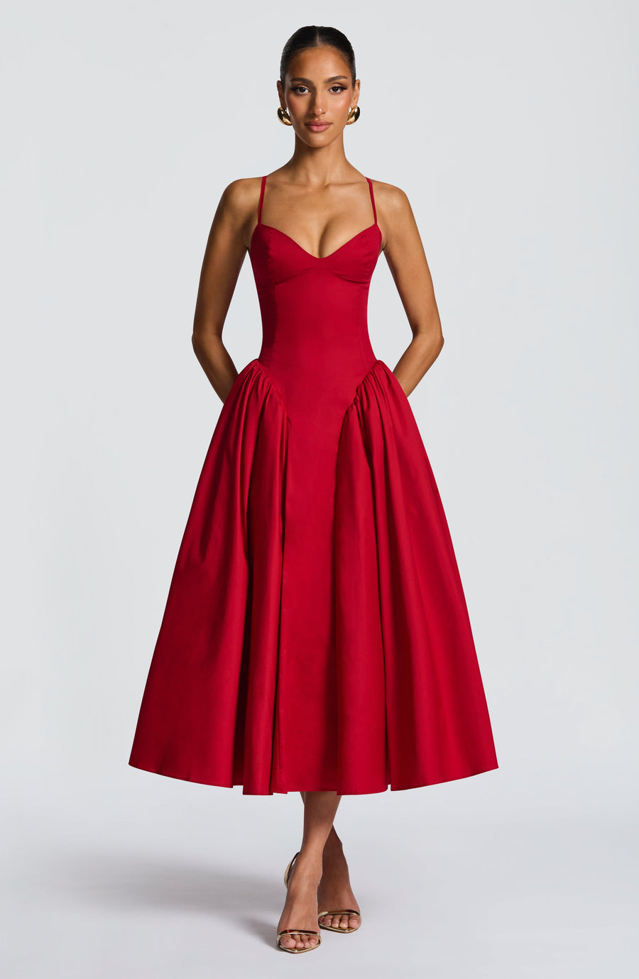 Sophia Red Midi Sundress - Perfect Summer Fashion