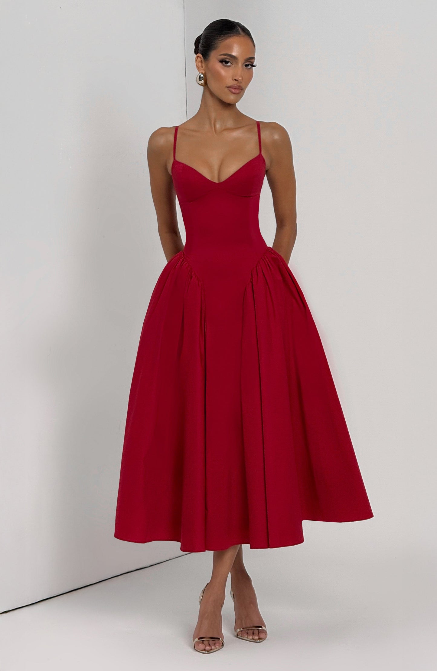 Sophia Red Midi Sundress - Perfect Summer Fashion