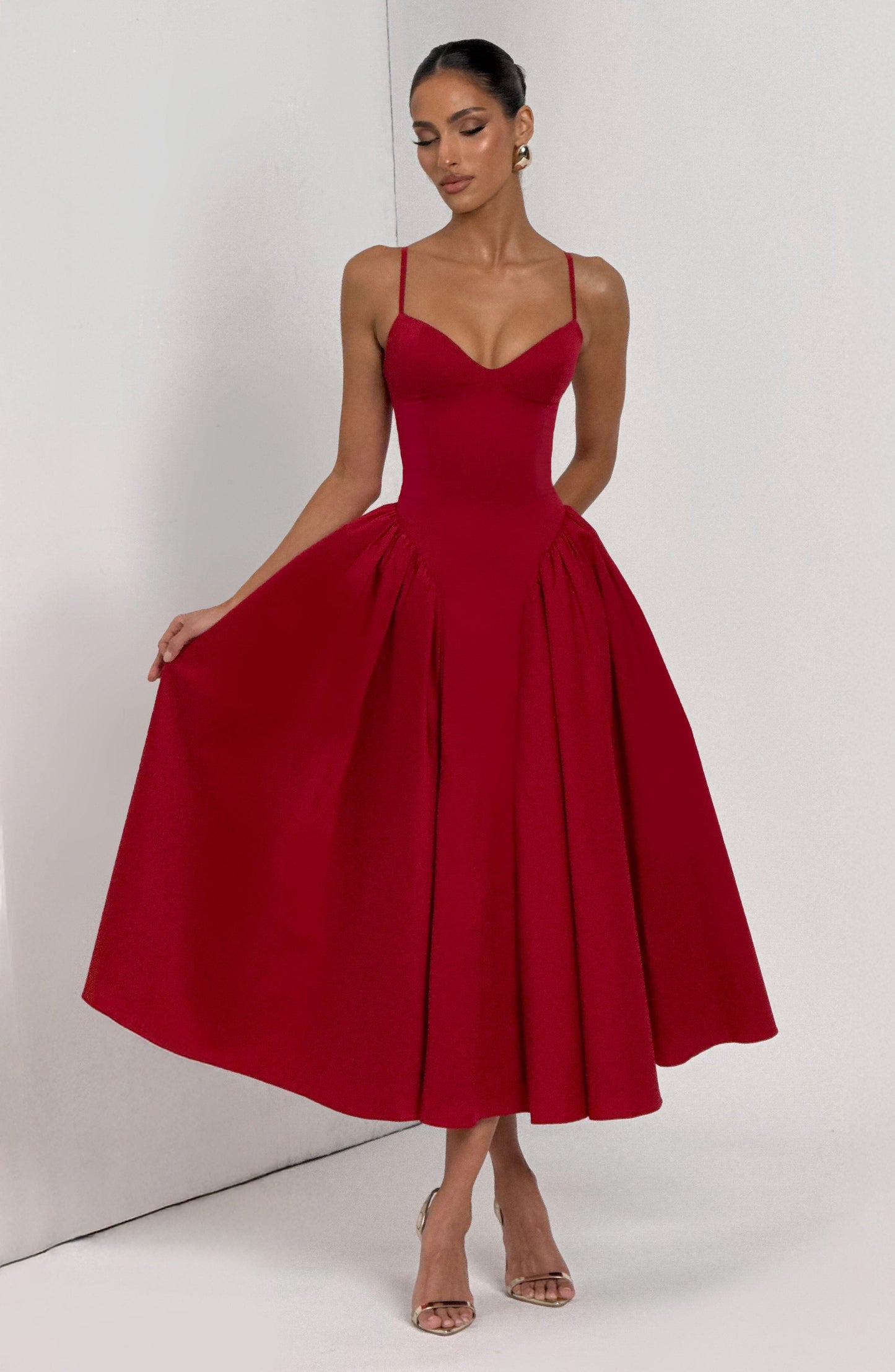 Sophia Red Midi Sundress - Perfect Summer Fashion