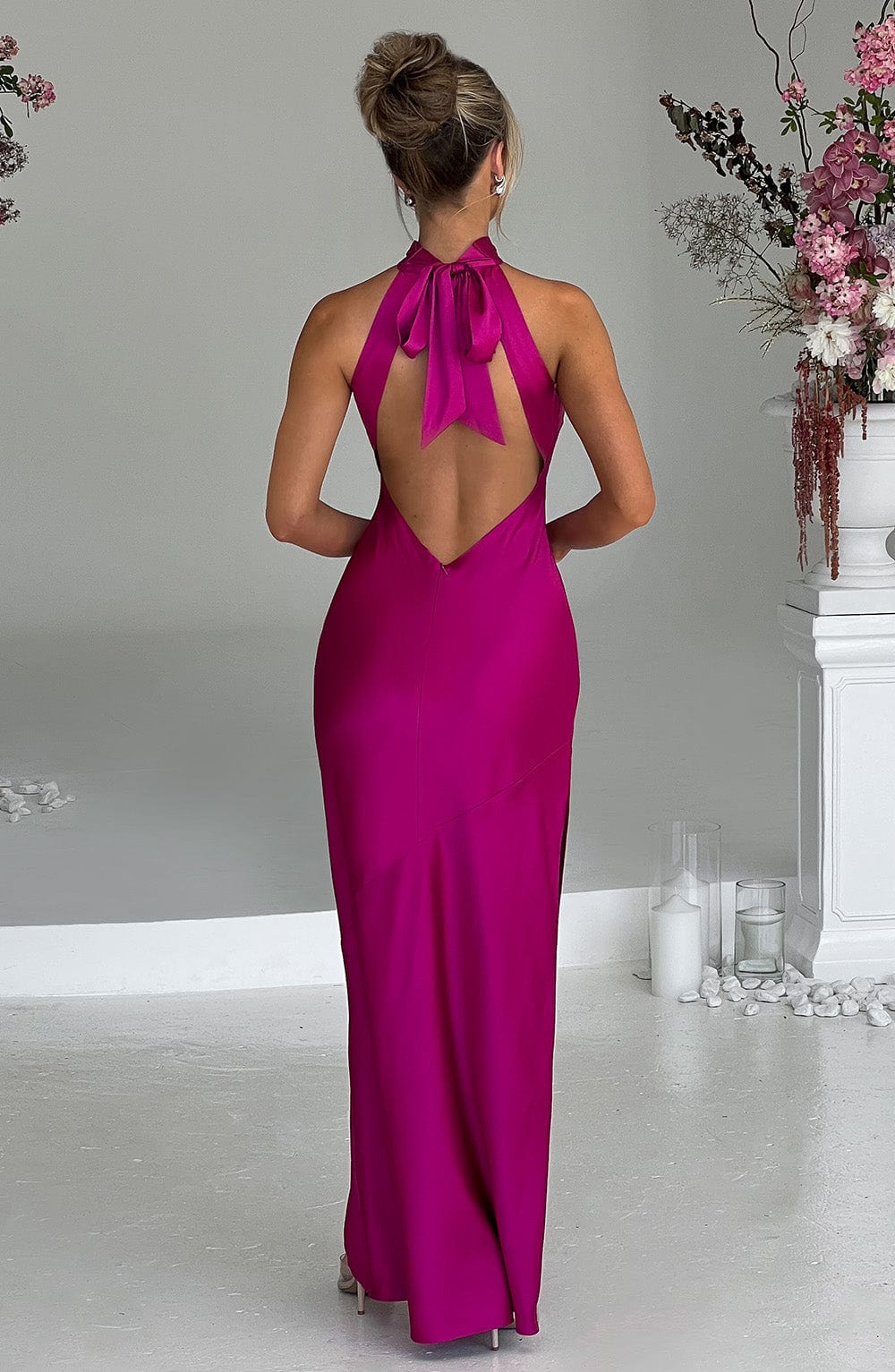 Etta Full Length Dress Vibrant Pink in XS - front view