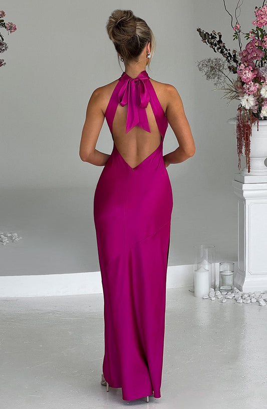 Etta Full Length Dress Vibrant Pink in XS - front view