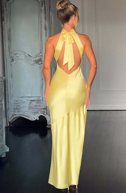 Etta Lemon Maxi Dress in XS - front view