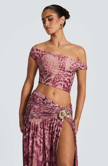 Sophia Magenta Orchid Print Summer Top