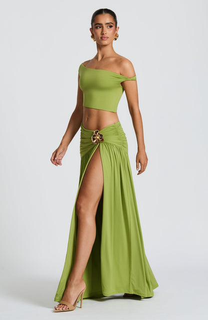 Emma Olive Maxi Skirt - Perfect for Summer Days
