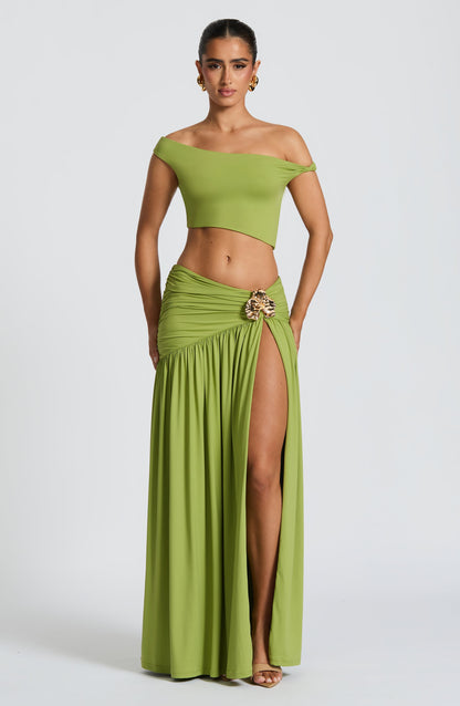 Emma Olive Maxi Skirt - Perfect for Summer Days