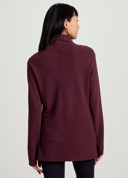 Studio Jacquard Mock Neck Tunic Pullover with Thumb Holes