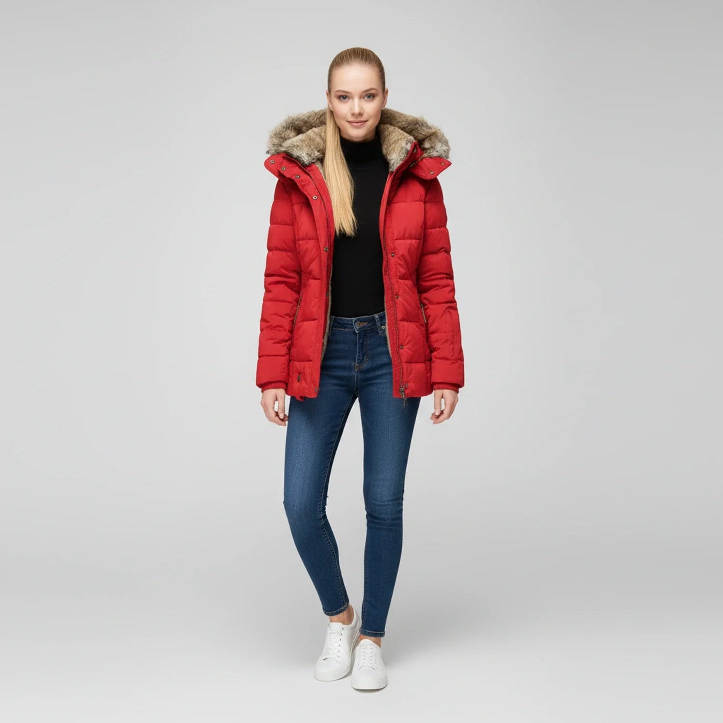 Quilted Puffer Jacket with Hood for in Black - image 6