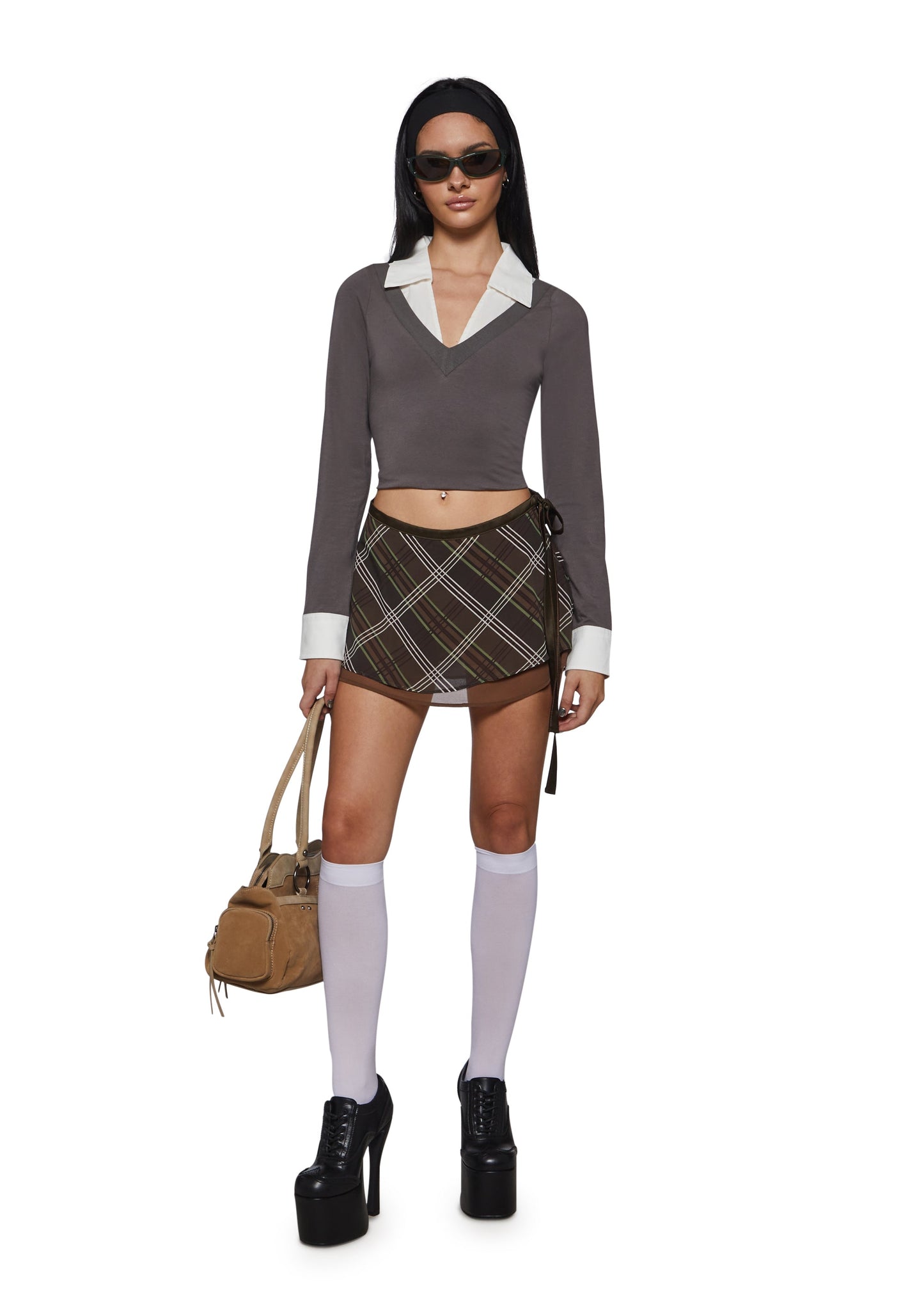 Sable Low Rise Plaid Mini Skirt