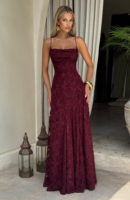 Amelia Maxi Summer Dress - Cherry Red