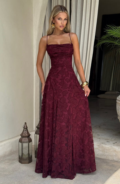 Amelia Maxi Summer Dress - Cherry Red