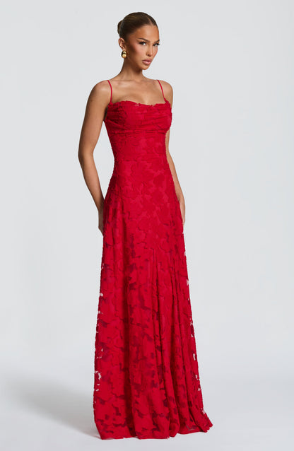 Sophia Red Maxi Summer Dress for Women