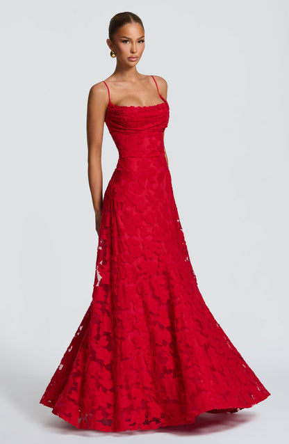 Sophia Red Maxi Summer Dress for Women