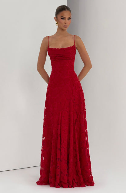 Sophia Red Maxi Summer Dress for Women