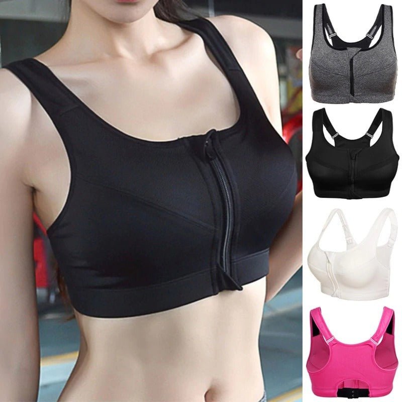 Front-Zip Wire-Free Sports Bra for Light-to-Medium Support