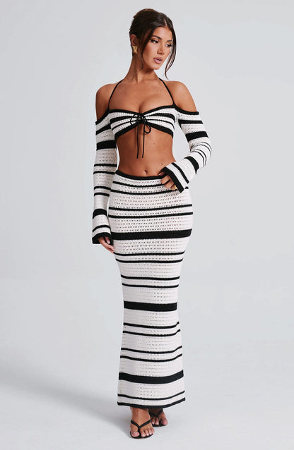 Sophia Black and White Maxi Summer Skirt