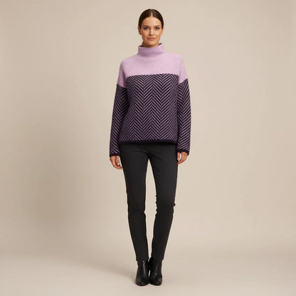 Luvrefashion | Ladies' Color Block Turtleneck Sweater in Navy Blue - image 6