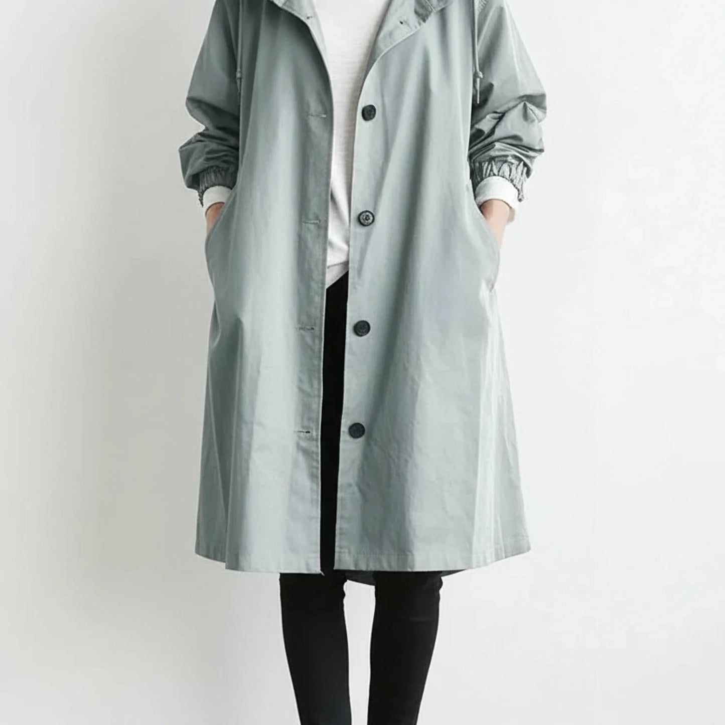 Long Hooded Coat for in Light Gray - image 6