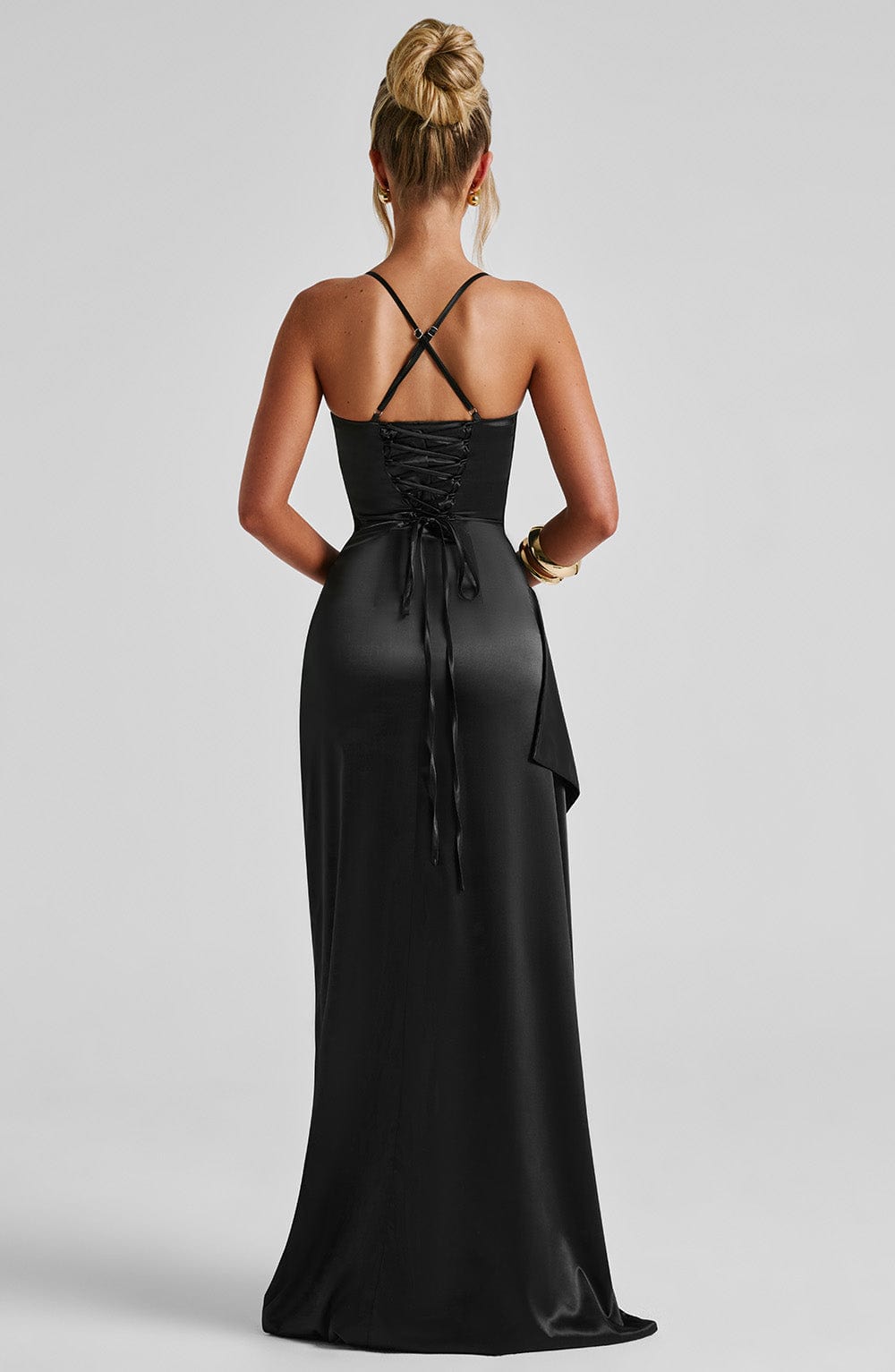 Helen Black Maxi Dress in XS - detail view