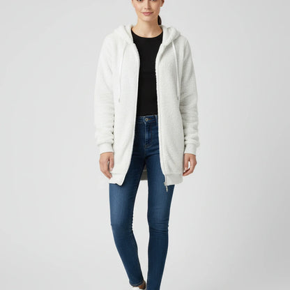 Ladies' Zip Up Hooded Sweater in Black - image 8