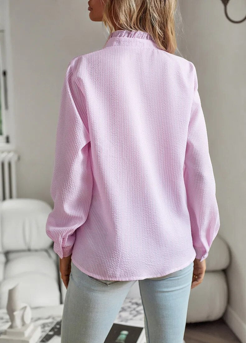 Luvrefashion | Alice Chic Button Up Shirt in Blue - image 11