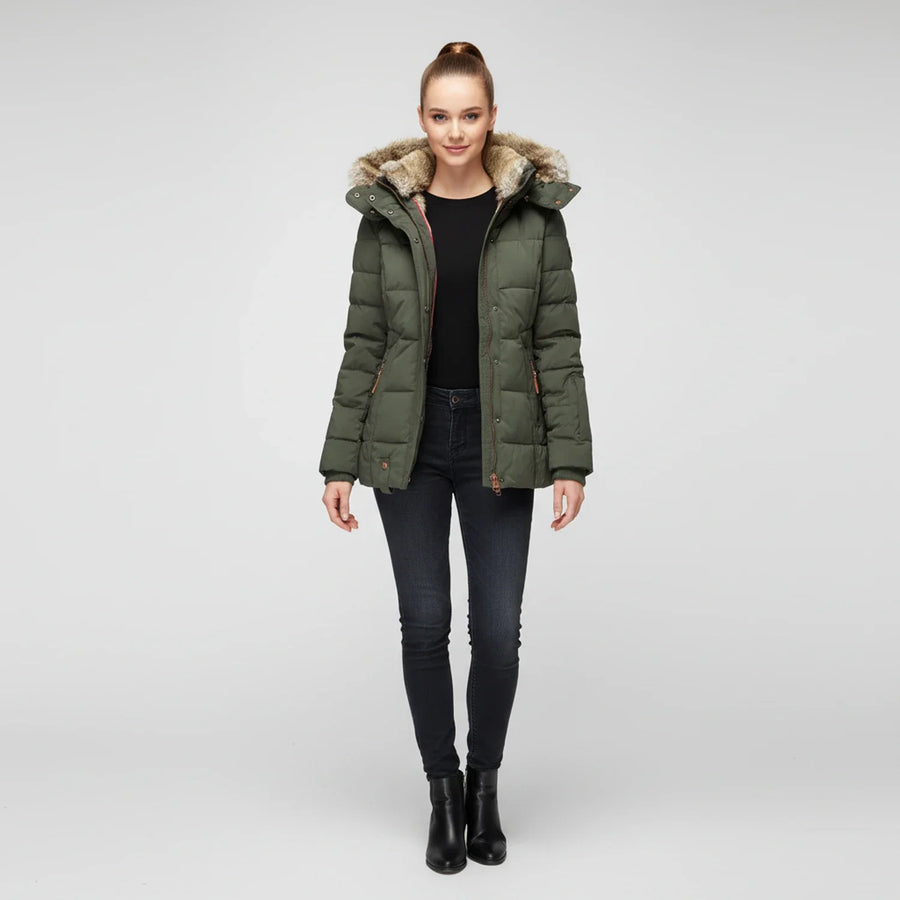 Luvrefashion | Quilted Puffer Jacket with Hood for in Black - detail view