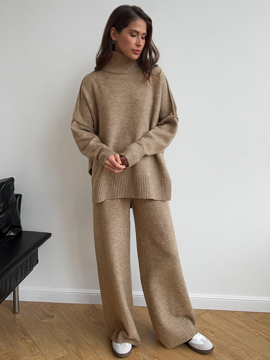 Luvrefashion | Sienna Relaxed Fit Two Piece Ensemble in Beige - side view