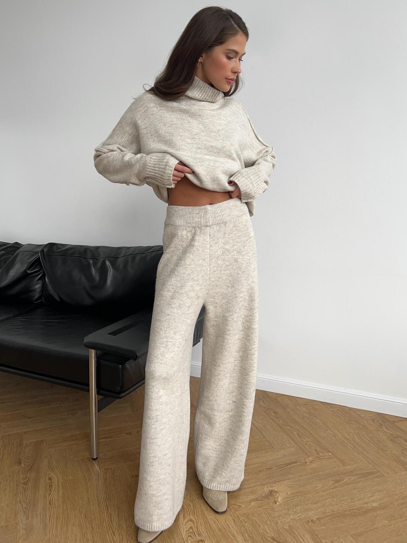 Sienna Relaxed Fit Two Piece Ensemble in Beige - image 12