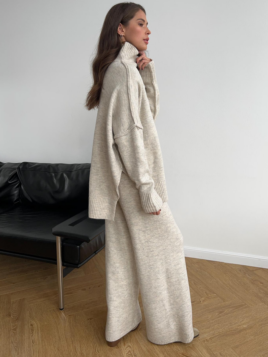 Luvrefashion | Sienna Relaxed Fit Two Piece Ensemble in Beige - image 11