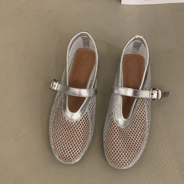 Sophia Mesh Ballerina Flats | Breathable Mesh & Leather