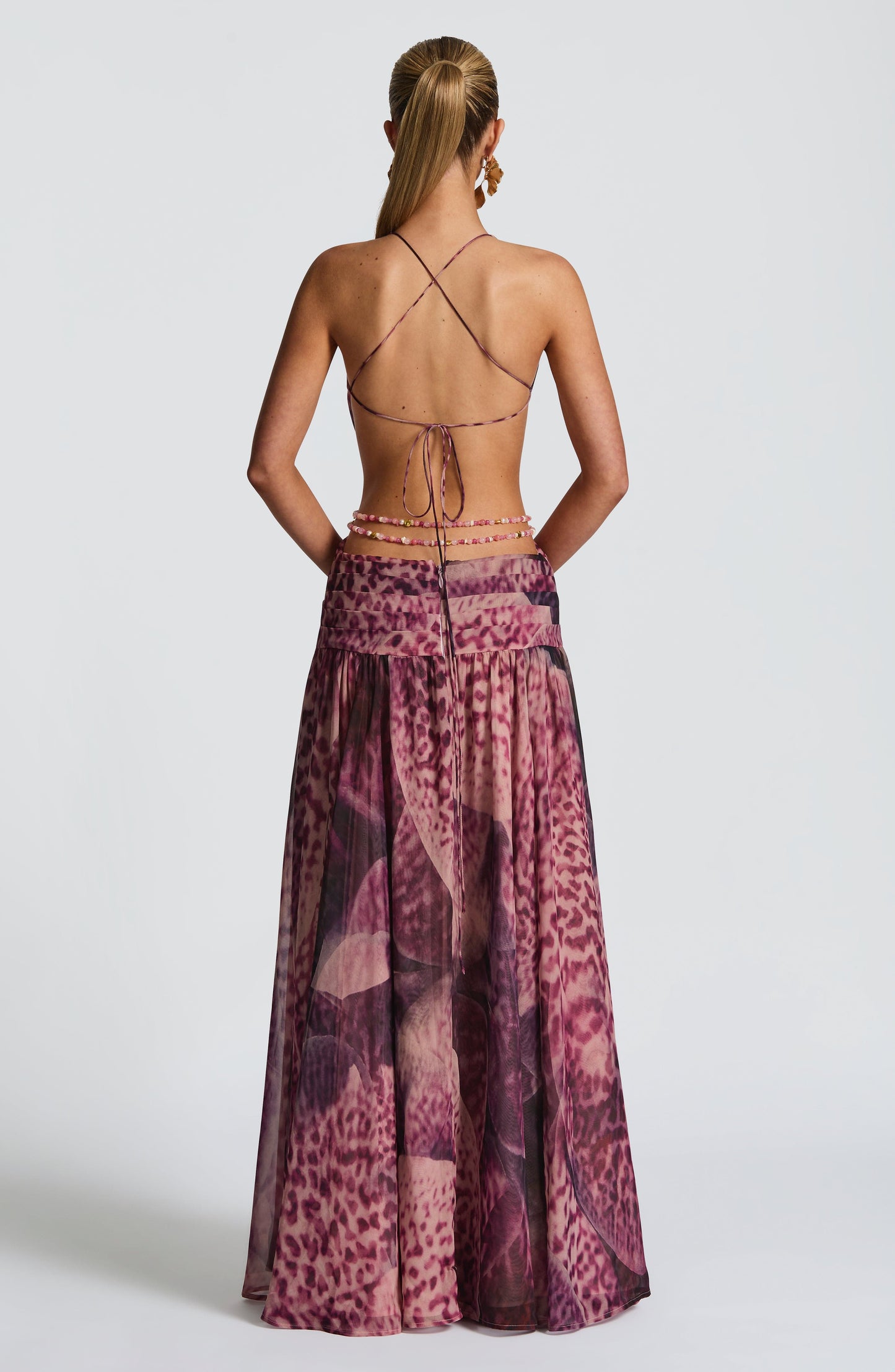 Sophia Maxi Summer Dress - Magenta Orchid Print