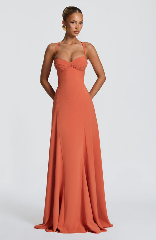 Samantha Maxi Summer Dress - Burnt Orange