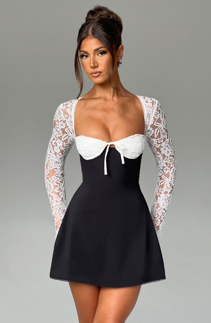 Jacinta Black and White Mini Dress in XS - image 8