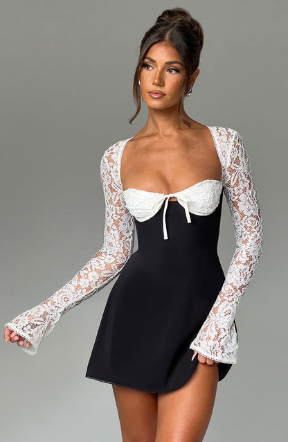 Jacinta Black and White Mini Dress in XS - image 7