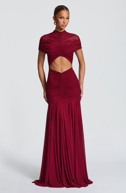 Sophia Burgundy Maxi Summer Dress