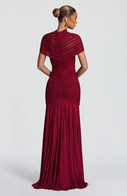 Sophia Burgundy Maxi Summer Dress